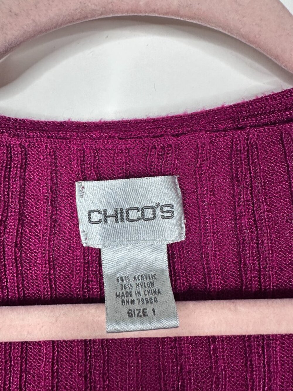 2/$30 Chico's Textured V-Neck Sweater Burgundy Medium #A1968 - Picture 5 of 7